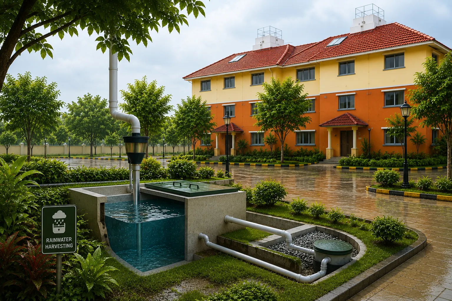 Rain water harvesting system at Kundapuram Phase I