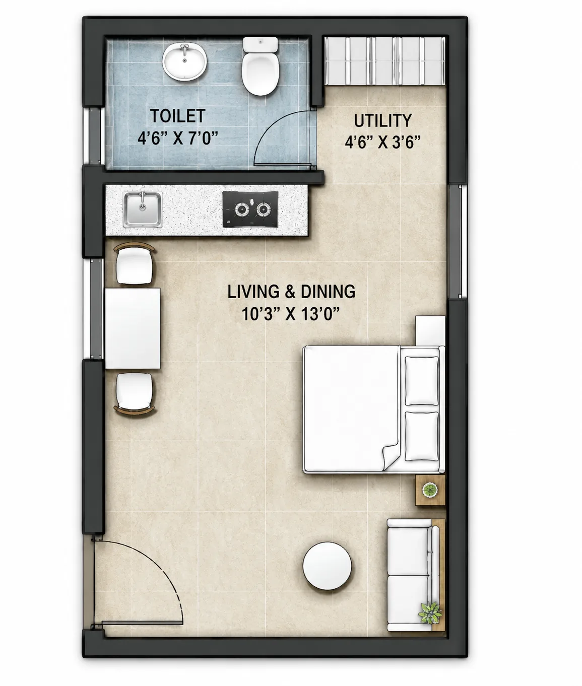 Studio unit floor plan